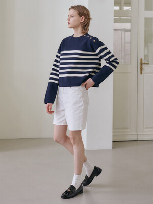 23SN stripe crop pullover [2colors]