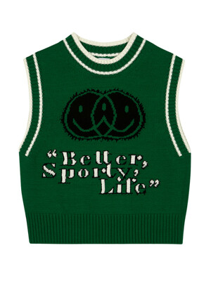 SMILE KNIT VEST GREEN