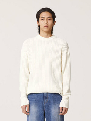 CASHMERE WOOL RIBBED KNIT - IVORY