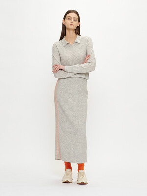 TWO-STITCH COLLAR NECK_MELANGE GREY