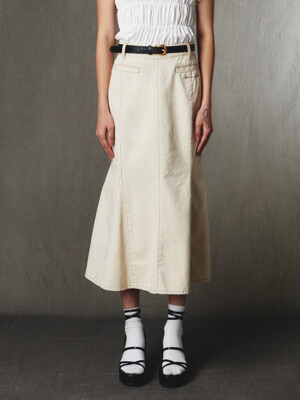 Denim Mermaid Skirt Ecru