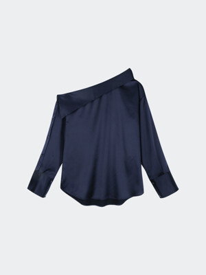 EVORN ONE SHOULDER BLOUSE NAVY