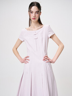 Linen Pleats Dress, Lavender Pink