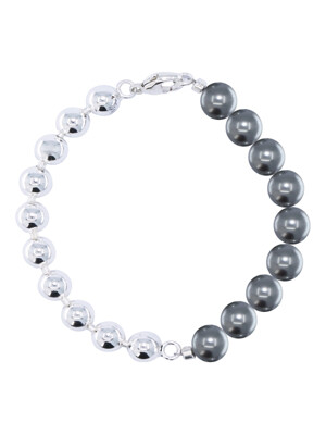 Half & Half Silver Ball Chain Bracelet[92.5Silver/Grey]