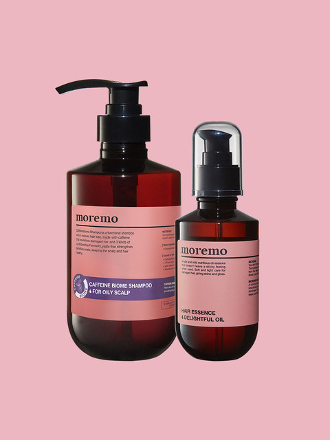 헤어케어 - 모레모_ (MOREMO_) - 카페인바이옴 약산성 탈모 완화 샴푸 500ml 지성용 + 딜라이트풀 오일 70ml