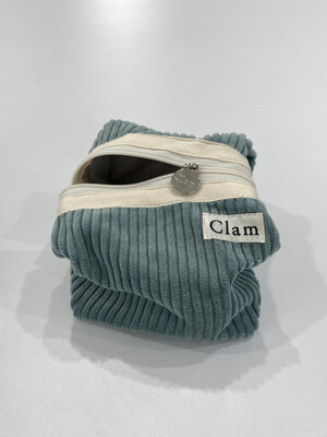 Clam round pouch _ Corduroy dolphin