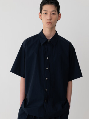 ROUND LINE LAYERED HALF SHIRTS [NAVY]