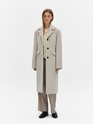cashmere single coat - melange beige