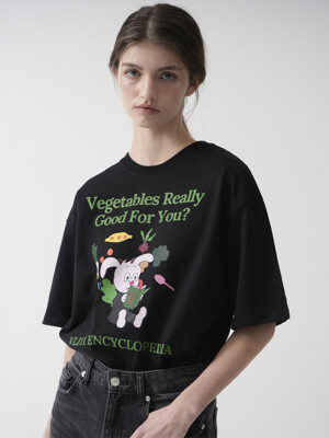 24SS Green Rabbit Art Work Printing Overfit T-shirt (Black)