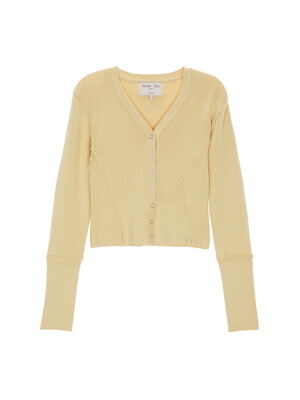 CUT OUT DETAILED KNIT CARDIGAN IN LIGHT YELLOW