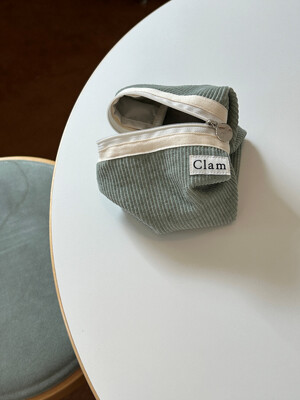 Clam round pouch _ Corduroy warm mint