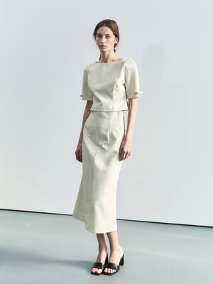 Portrait Suiting Midi Skirt_Latte Beige