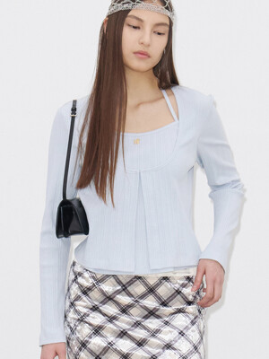 LAYERED PLEATED TOP(LIGHT BLUE)