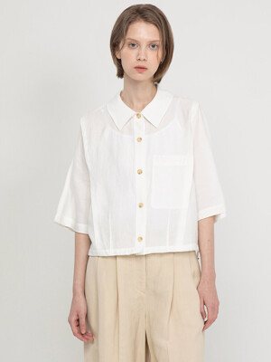 Cropped stitch shirt_White