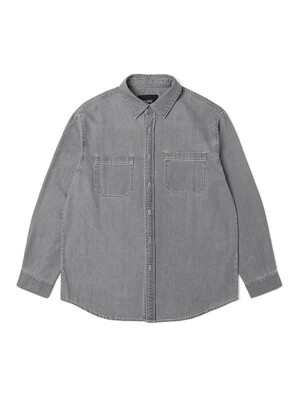 남성 데님 투포켓 베이직 셔츠 (GREY) (HA3LS03-35)