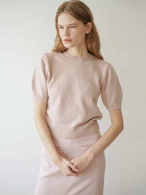 LUA CASHMERE ROUND NECK PUFF SLEEVE HALF KNIT