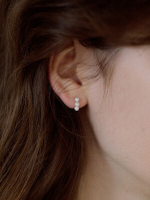 [14k] Line Pearl One-Touch Earrings