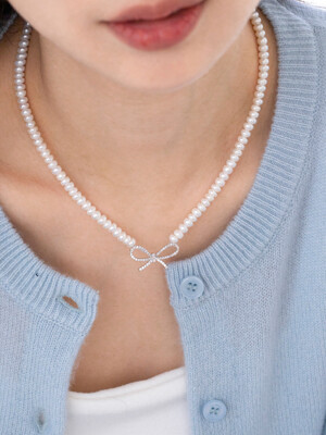 ribbon pearl necklace