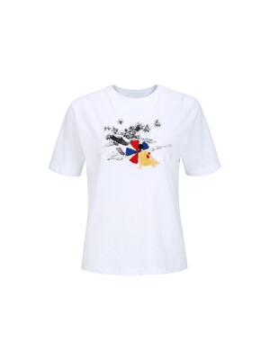 EMBROIDERE/PRINT T-SHIRT_WHITE