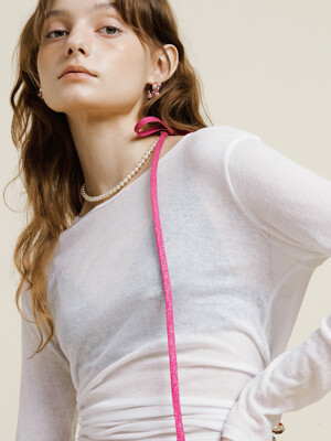 Glitter strap Necklace (Hot pink)