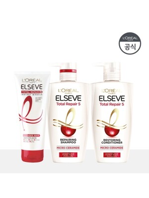 [SSG 단독구성]로레알파리 토탈리페어5 샴푸 410ml+컨디셔너410ml+인스턴트 미라클 헤어팩170ml
