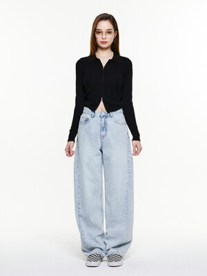 110  SNOW WASHED 3-POINT WIDE PANTS