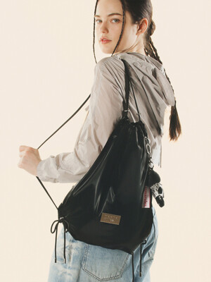 304 Gym sack string bag _ Glittery black