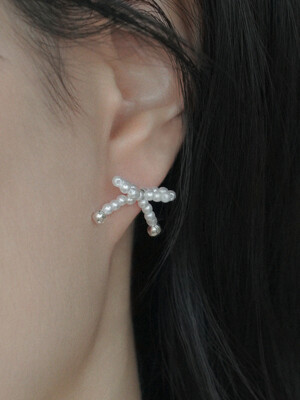 [SILVER] PEARL BEADS RIBBON E