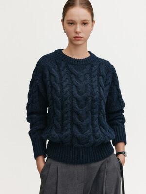 그레이디스 케이블 울 니트_네이비 / GLADYS CABLE WOOL KNIT_NAVY