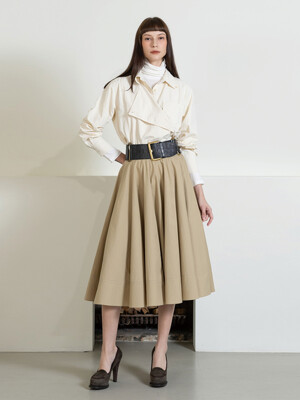 Hidden tucking banding full skirt - beige