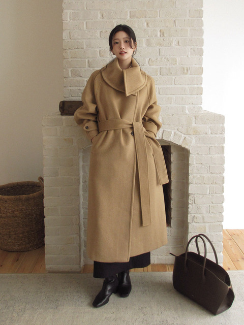 지에마르 COLLAR POINT WOOL LONG COAT BEIGE 카라 포인트 울 롱 코트 베이지5차