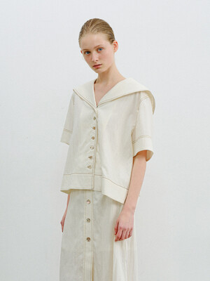 TWR SAILOR COLLAR BUTTON STITCH SHIRT_2COLORS