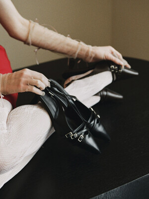 [단독]me010 triple belt strap stealto slingback pumps heel_3color