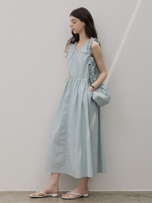 [숄더백 세트] SHIRRING SLEEVELESS DRESS MINT