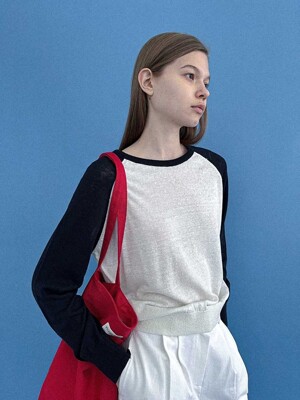 [25 SUMMER][SALT Label] EMMA RAGLAN FULLOVER_IVORY/NAVY