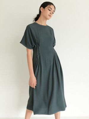 Stitch Doman Sleeve Dress_Turquoise