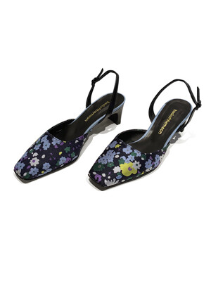 Winnie flower sling back (navy)