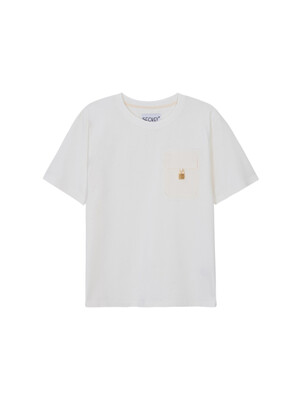 21S/S 패드록 시그니처 포켓 반팔 티셔츠(크림)(남녀공용)