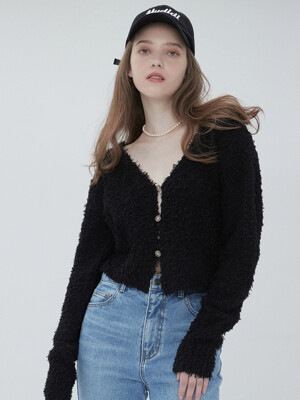 Boucle knit cardigan 002 Black