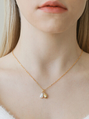 pearl n stone pendant necklace N039