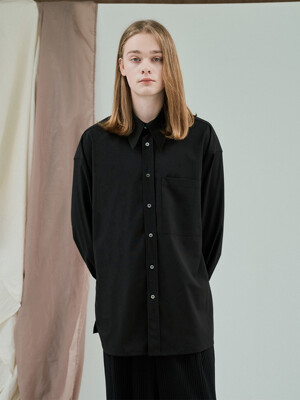 Curved Overfit Collar Shirts [Dust Black]