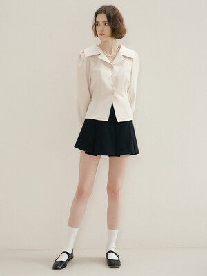 PLEATS BUTTON SKIRT - 3COLOR