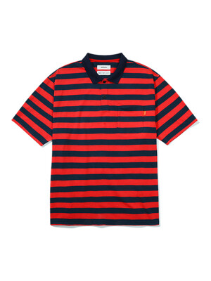 Stripe Heritage Polo Shirt (Red)