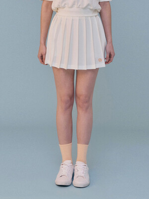 22SS.ver H Logo Pleated Tennis Skirt_Ivory/OR