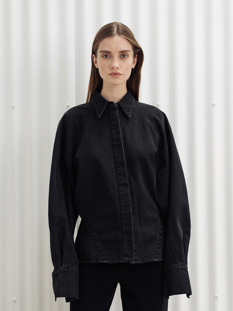 데님 - 클루투 (Clu too) - Avant-garde denim shirt_black