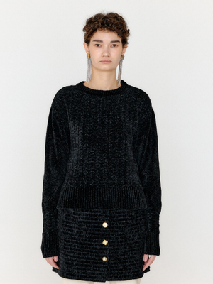 VIKA Textured Knit Pullover - Black