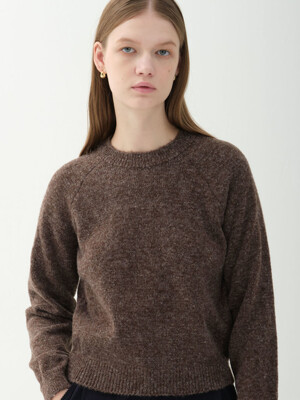 two-tone raglan sleeve knit top_brown