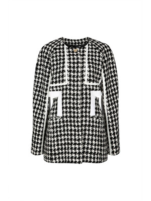 COLLARLESS CUT-OUT JACKET (BLACK&WHITE)