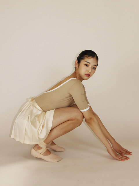 애슬레저,애슬레저 - 포타 (POTA) - 1 스커트 (아이보리) 발레스커트 주름스커트 발레복