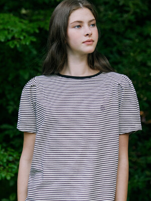 Stripe Puff Sleeve T-shirt - White Stripe